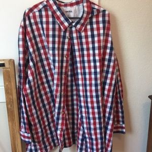 KingSize 4XL red and blue plaid button down shirt